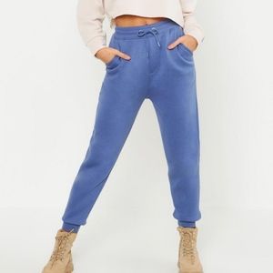 Boohoo Denim-blue regular fit joggers